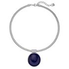 Chaps Blue Marbled Oval Cabochon Pendant Necklace, Women's, Navy