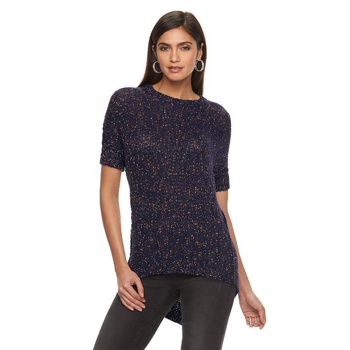 Women's Jennifer Lopez Lurex Boucle Crewneck Sweater, Size: Xxl, Blue