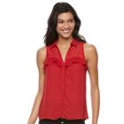Juniors' Candie's&reg; Ruffle Sleeveless Shirt, Girl's, Size: Small, Dark Red