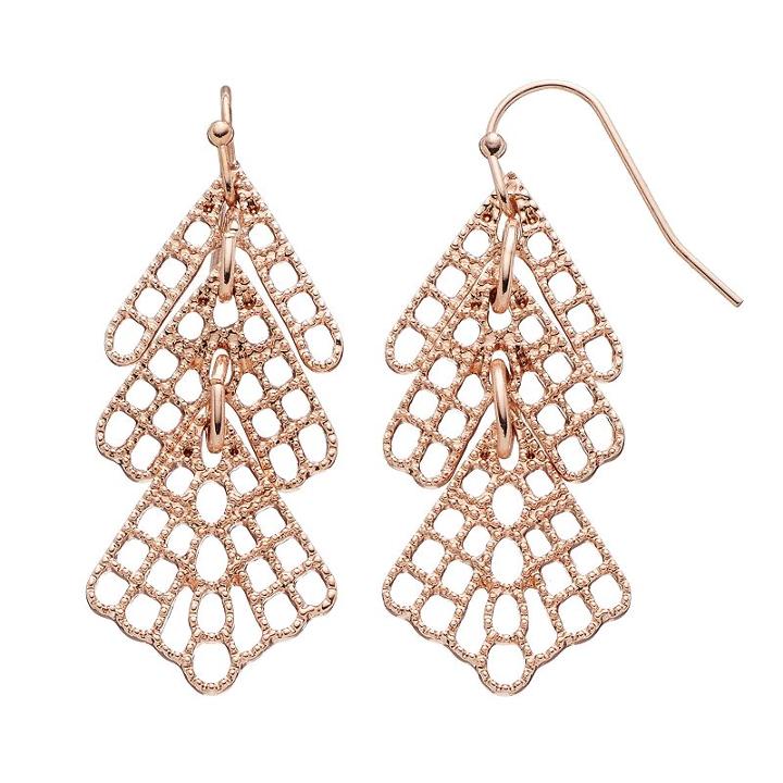 Lc Lauren Conrad Textured Layered Drop Earrings, Women's, Light Pink