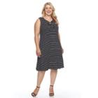 Plus Size Croft & Barrow&reg; Striped Lace-up Dress, Women's, Size: 3xl, Black