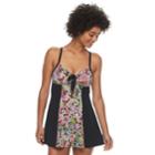 Women's A Shore Fit Hip Minimizer Colorblock Swimdress, Size: 14, Paisley Multi