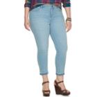 Plus Size Chaps Release-hem Crop Skinny Jeans, Women's, Size: 18 W, Blue