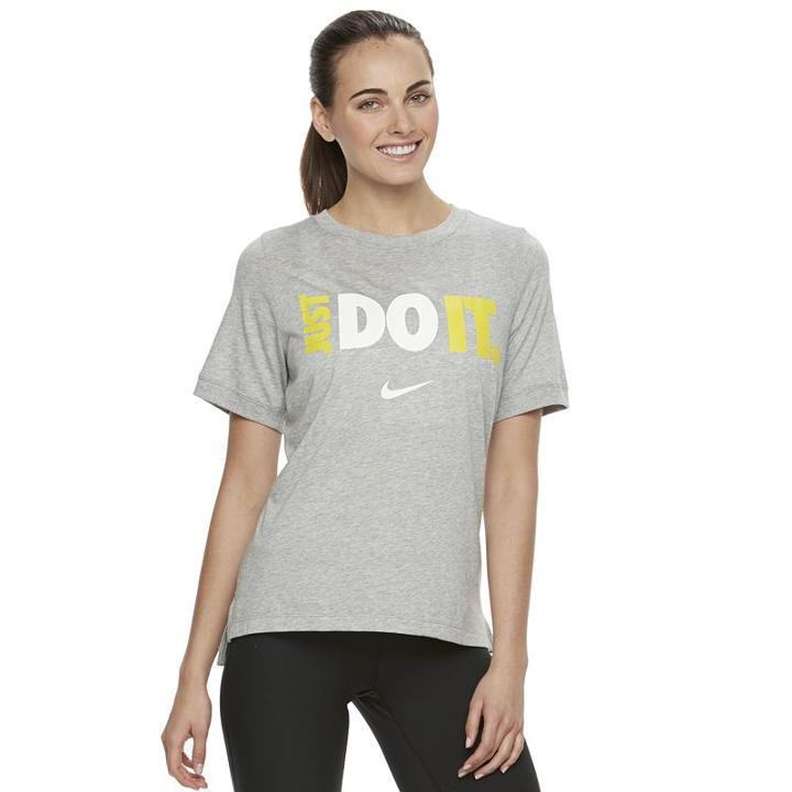 Women's Nike Just Do It Scoopneck Graphic Tee, Size: Small, Grey Other