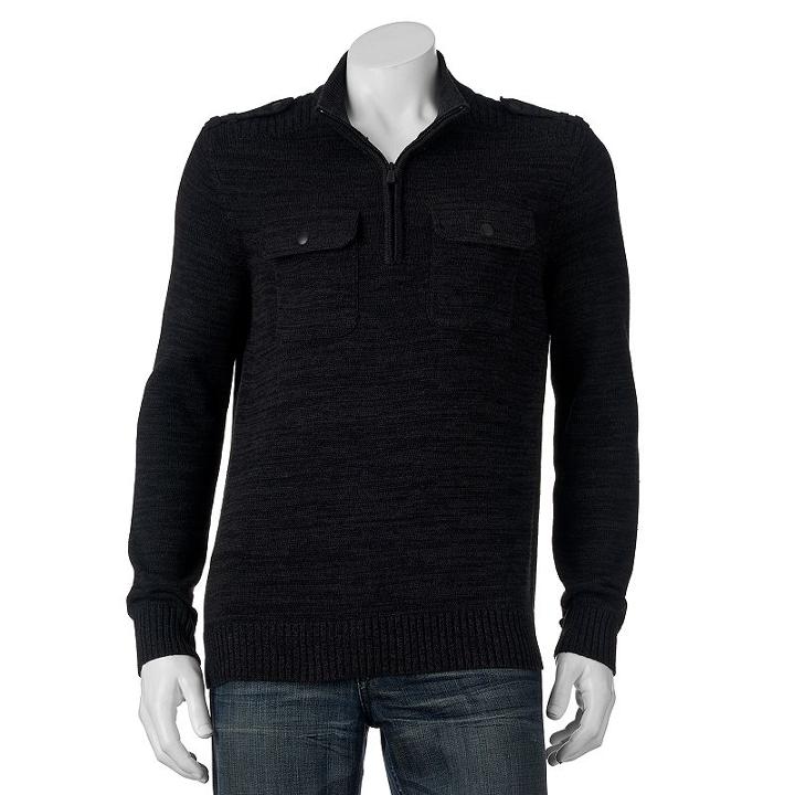 Men's Apt. 9&reg; Modern-fit Mockneck Quarter-zip Sweater, Size: Xxl, Black