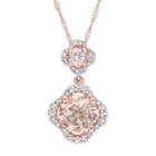 14k Rose Gold Morganite & 1/5 Carat T.w. Diamond Pendant, Women's, Size: 17, Pink