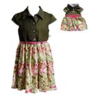 Girls 4-14 Dollie & Me Woven Fashion Dress With Belt, Size: 10, Green Oth