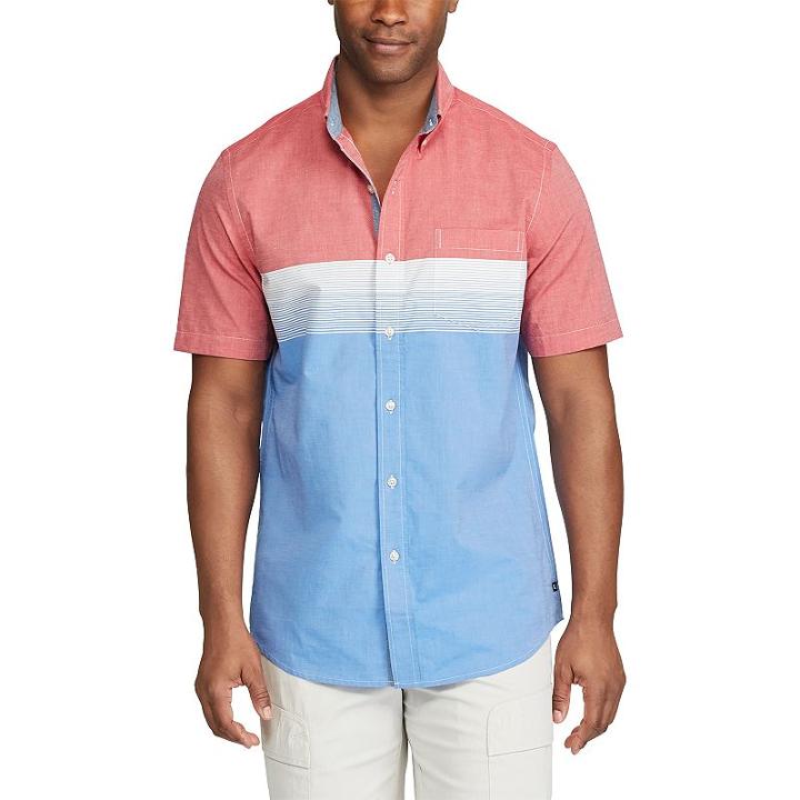 Big & Tall Chaps Classic-fit Colorblock Stretch Poplin Button-down Shirt, Men's, Size: Xxl Tall, Blue