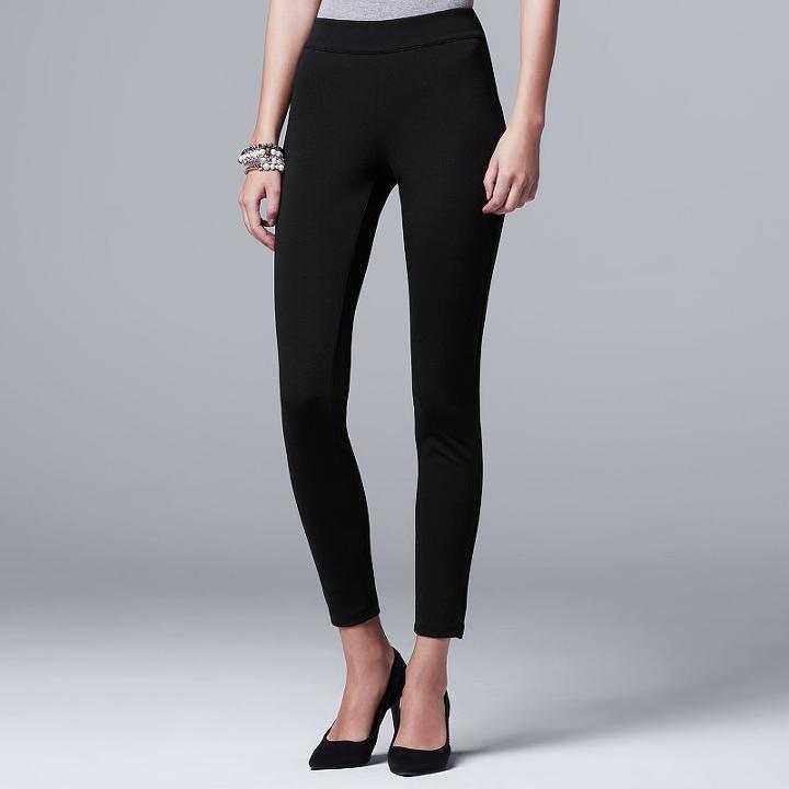 Women's Simply Vera Vera Wang Pull-on Ponte Skinny Pants, Size: Xl, Black