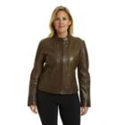 Excelled, Plus Size Leather Scuba Jacket, Women's, Size: 2xl, Green