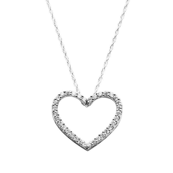 Diamond Petites 10k White Gold 1/10-ct. T.w. Diamond Heart Pendant, Women's