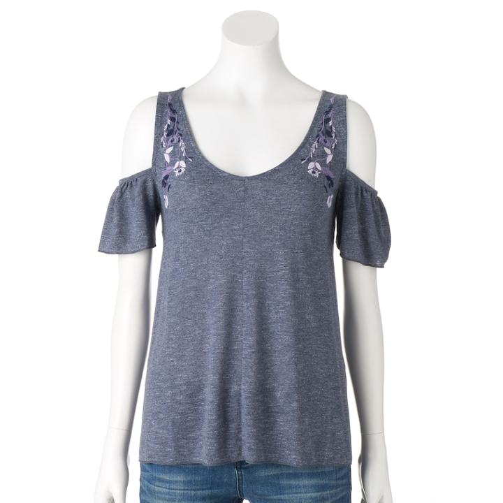 Women's Sonoma Goods For Life&trade; Cold-shoulder Tee, Size: Xl, Dark Blue