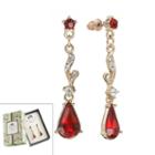Downton Abbey Gold Tone Simulated Crystal Linear Drop Earrings, Women's, Red