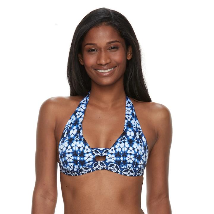 Women's Apt. 9&reg; Bust Enhancer Push-up Halter Bikini Top, Size: Xl, Dark Blue