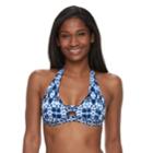 Women's Apt. 9&reg; Bust Enhancer Push-up Halter Bikini Top, Size: Xl, Dark Blue