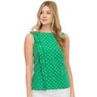 Women's Izod Dot Ruffle Tank, Size: Large, Green Dot