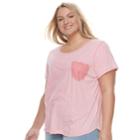 Juniors' Plus Size So&reg; Crochet Pocket Tee, Teens, Size: 2xl, Brt Pink