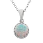 Tiara Lab-created Opal Sterling Silver Crown Pendant Necklace, Women's, White