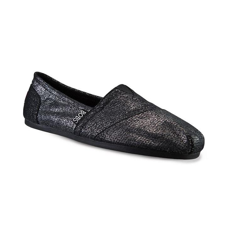 Skechers Bobs Plush Shimmer Women's Slip-on Flats, Girl's, Size: 7, Grey (charcoal)