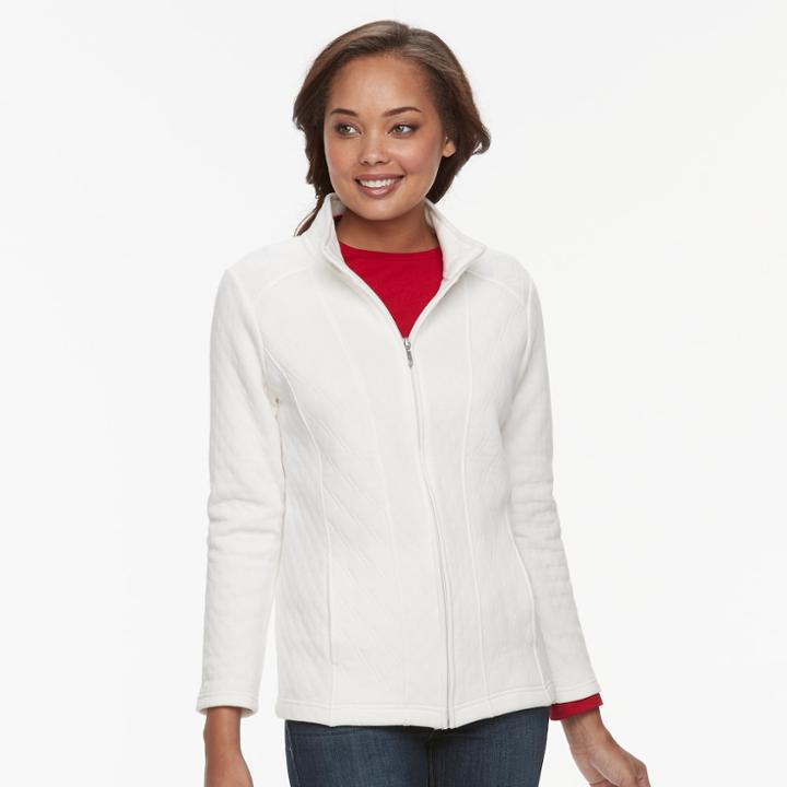 Petite Croft & Barrow&reg; Quilted Zip-up Jacket, Women's, Size: Xs Petite, White