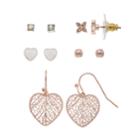Lc Lauren Conrad Heart Nickel Free Drop & Stud Earring Set, Women's, White