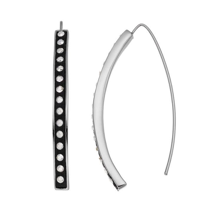 Simply Vera Vera Wang Rhinestone Studded Faux Suede Nickel Free Threader Earrings, Women's, Silver
