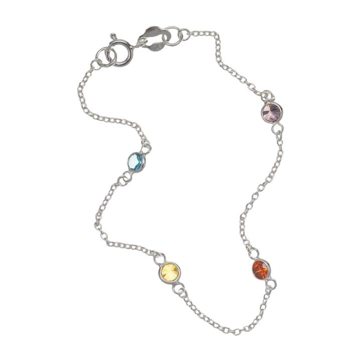 Primrose Sterling Silver Crystal Stone Bracelet, Women's, Size: 7, Brown