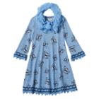 Girls 4-6x Knitworks Butterfly Dolman Hacci Dress With Crochet Lace Infinity Scarf, Girl's, Size: 4, Blue