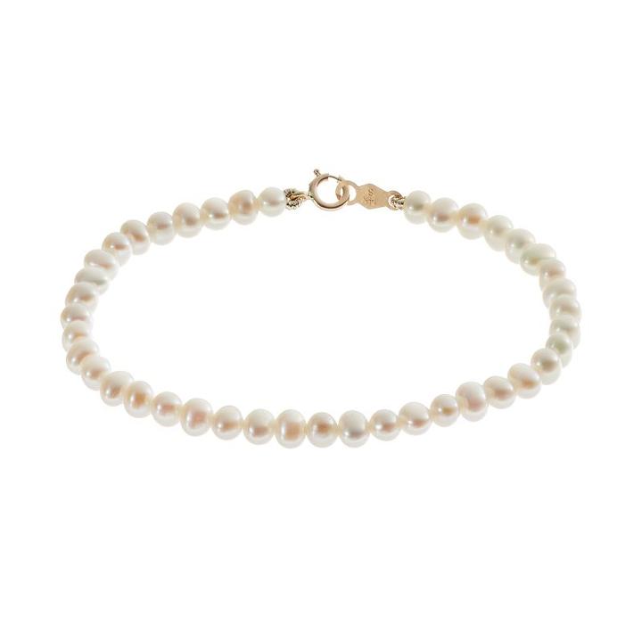 Charming Girl Freshwater Cultured Pearl 14k Gold Bracelet - Kids, Size: 5.50, White