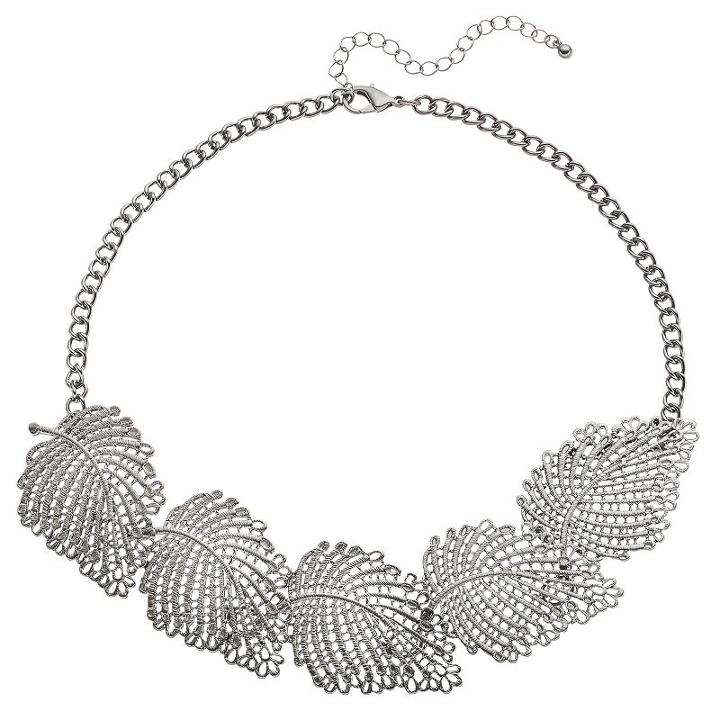Mudd® Openwork Leaf Statement Necklace, Women's, Black