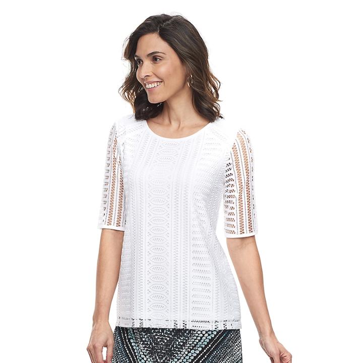 Women's Dana Buchman Lace Tee, Size: Large, White