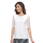 Women's Dana Buchman Lace Tee, Size: Large, White