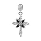 Individuality Beads Sterling Silver Cubic Zirconia Cross Charm, Women's, Black