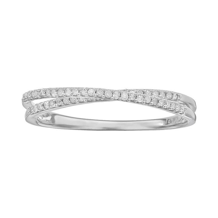 1/8 Carat T.w. Diamond 10k White Gold Twist Ring, Women's, Size: 7