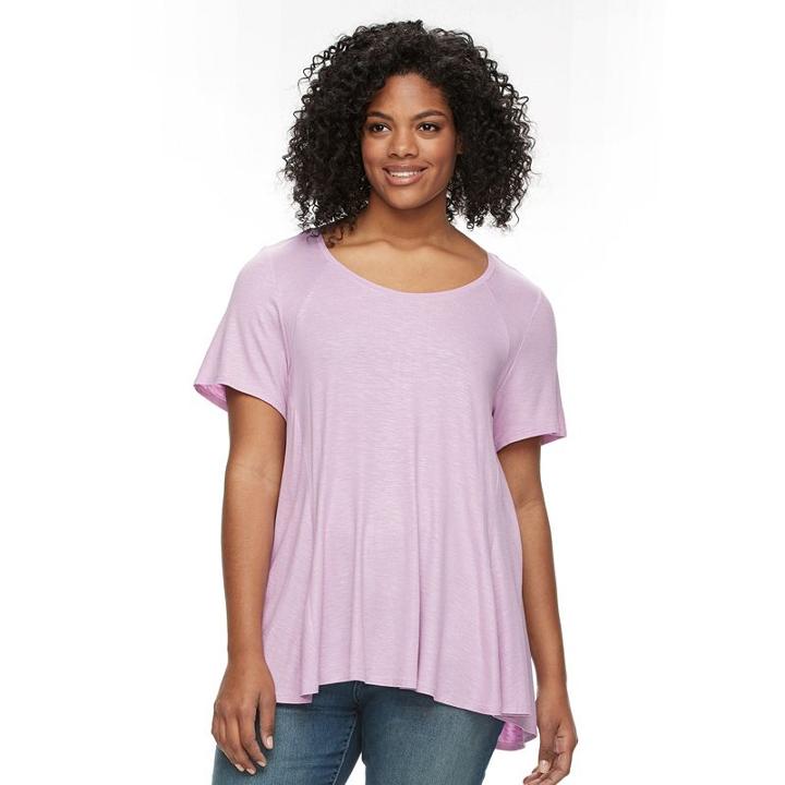 Plus Size Apt. 9&reg; Flowy Crewneck Tee, Women's, Size: 0x, Lt Purple