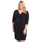 Plus Size Maternity Oh Baby By Motherhood&trade; Faux-wrap Dress, Women's, Size: 2xl, Black