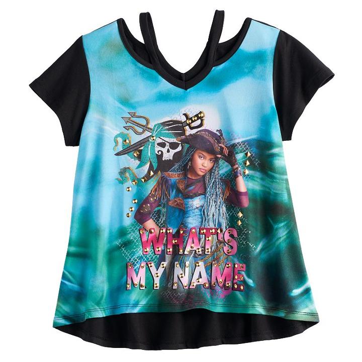 Disney D-signed Descendants 2 Uma Girls 7-16 Embellished Cutout Tee, Size: Small, Ovrfl Oth