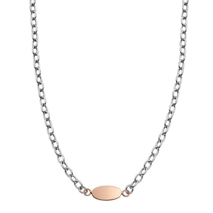 Two Tone Sterling Silver Oval Disc Necklace, Women's, Size: 18, Pink