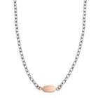 Two Tone Sterling Silver Oval Disc Necklace, Women's, Size: 18, Pink