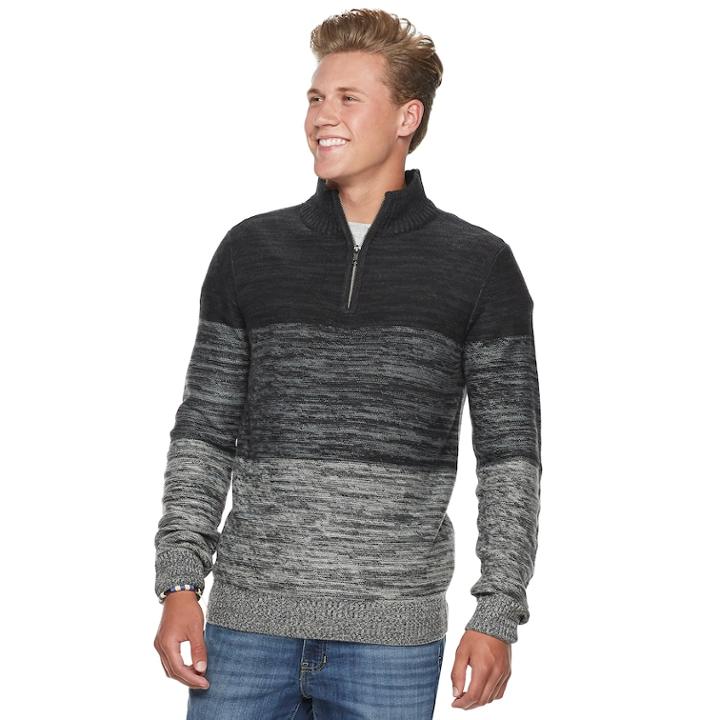 Men's Urban Pipeline&reg; Textured Quarter-zip Sweater, Size: Small, Black
