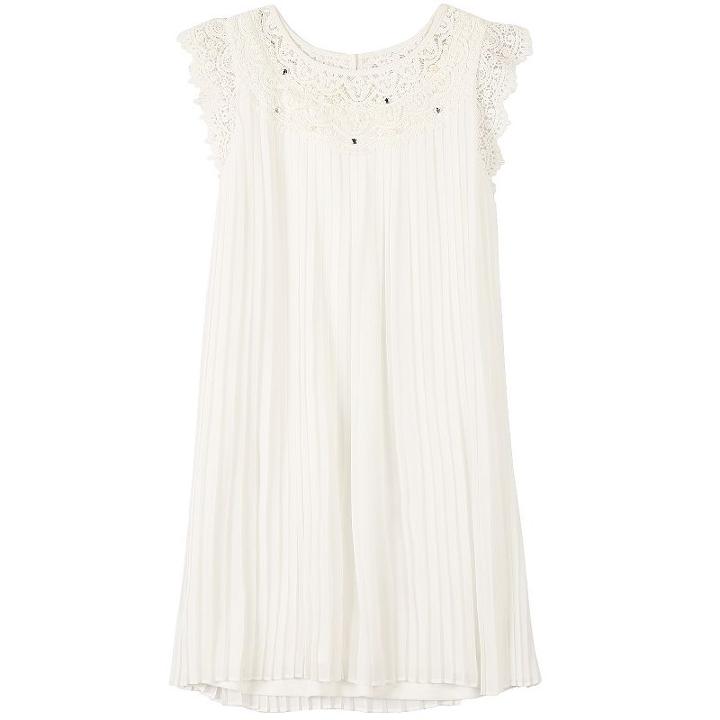 Girls 7-16 Speechless Flutter Sleeve Pleated Chiffon Lace Dress, Girl's, Size: 8, White Oth