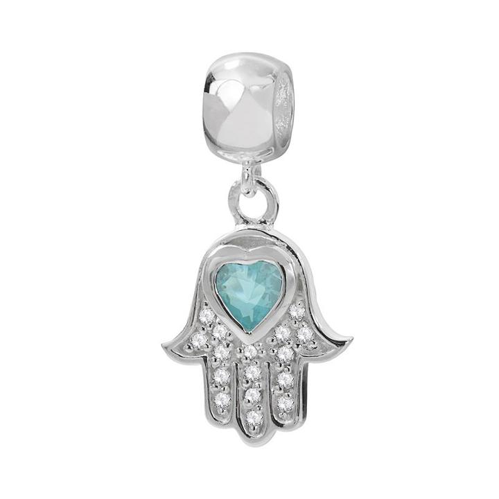 Individuality Beads Sterling Silver Cubic Zirconia Hamsa Charm, Women's, Blue