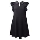 Girls 7-16 Bonnie Jean Peter Pan Collar Double Ruffle Dress, Size: 10, Black