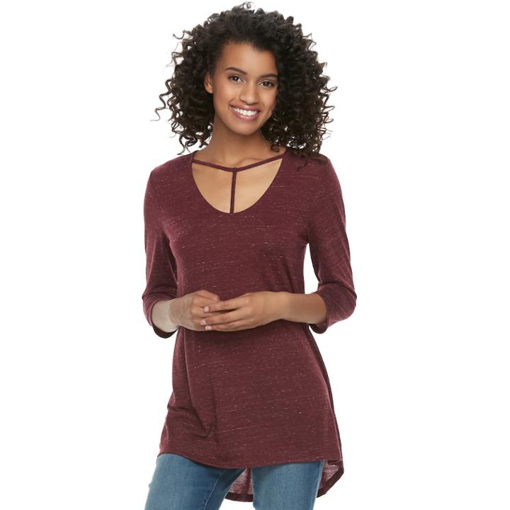Juniors' So&reg; Strappy T-front Tee, Teens, Size: Xs, Dark Pink