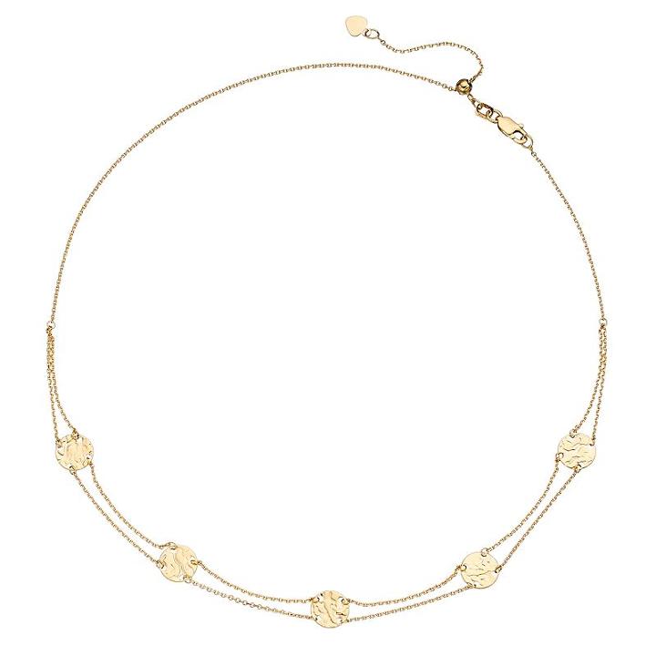 14k Gold Hammered Disc Choker Necklace, Women's, Size: 16, Yellow