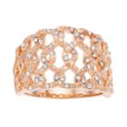 Brilliance Rose Gold Tone Swarovski Crystal Open Braid Ring, Women's, Size: 9, White