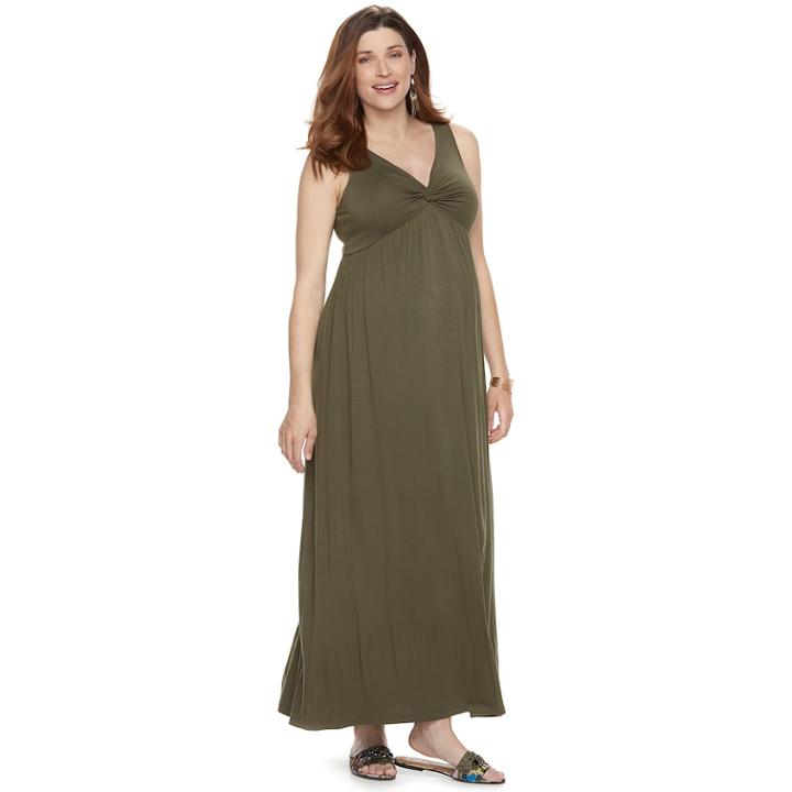 Maternity A:glow Knot Maxi Dress, Women's, Size: M-mat, Green