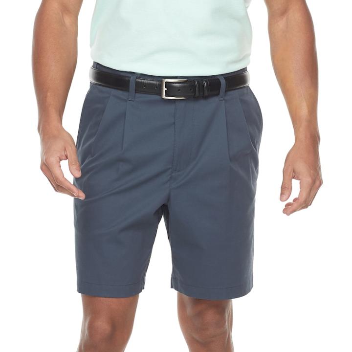 Men's Croft & Barrow&reg; Classic-fit Easy-care Flex-waist Stretch Pleated Shorts, Size: 36, Dark Grey