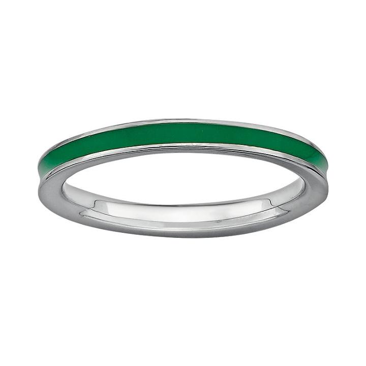 Stacks And Stones Sterling Silver Green Enamel Stack Ring, Women's, Size: 6