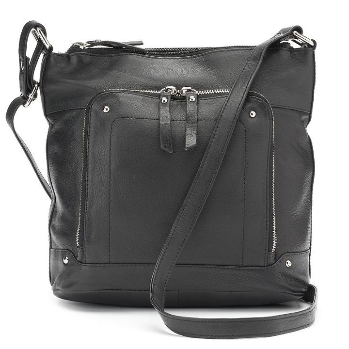 La Diva Violet Triple-entry Leather Crossbody Bag, Women's, Black